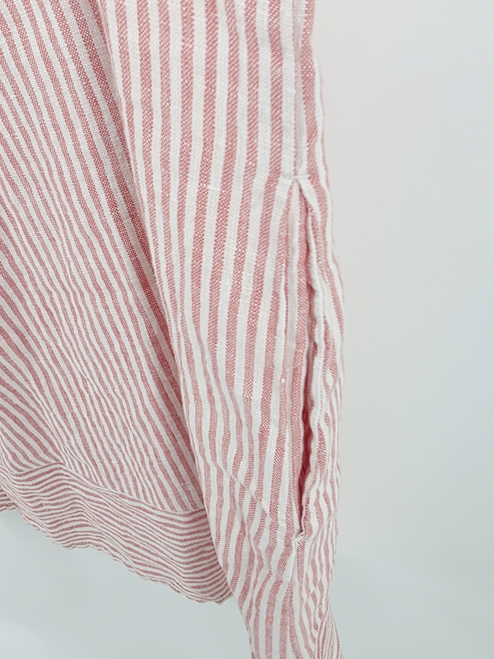 Garnet Hill Salmon Pink and White Striped 100% Linen Dress NWT Boho Minimalist - Picture 11 of 12